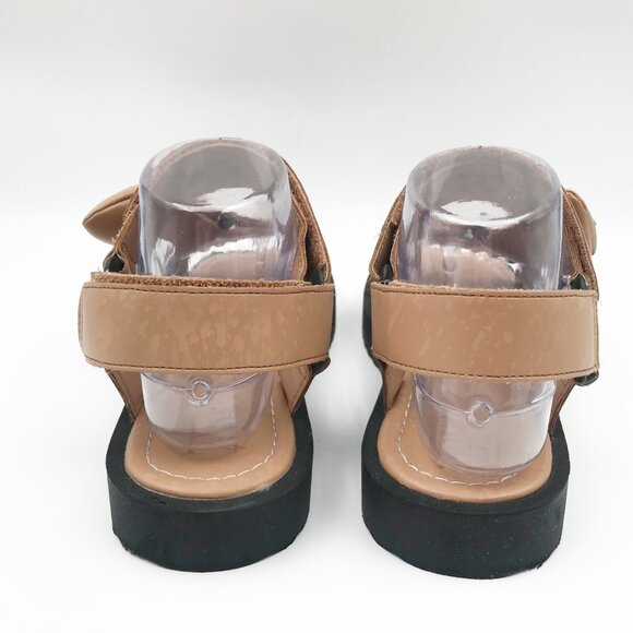 ZARA Bow Velcro Tan Flat Neutral Beige Square Toe Sandals Womens 6.5 - Picture 5 of 12